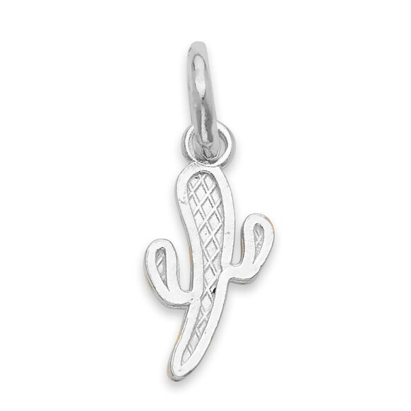 Solid 14k White Gold Cactus Charm - Cute Western Jewelry Gifts for Her - Picture 3 of 5